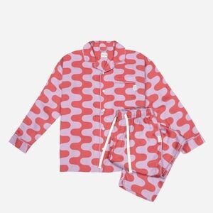 Pleasing red purple printed the house pajama set 4XL